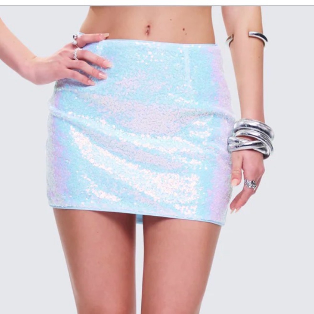Finesse Shimmering Blue Mini Skirt
